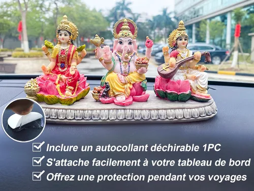 Vista 3 de BangBangDa Estatua hindú de Ganesh Lakshmi Saraswati – 3.9 pulgadas de alto Dios indio Lakshmi Ganesha Saraswati Estatuilla de ídolo hindú Diwali