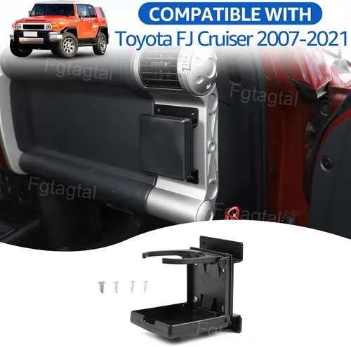 Vista 6 de Portavasos para automóvil compatible con Toyota FJ Cruiser 2007-2021, soporte para tazas de salida de aire lateral del automóvil, consola central