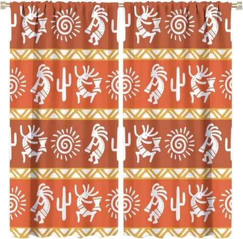 Vista 28 de Kokopelli - Cortinas opacas para cocina, decoración de sala de estar, dormitorio, 21 x 45 pulgadas, 2 paneles