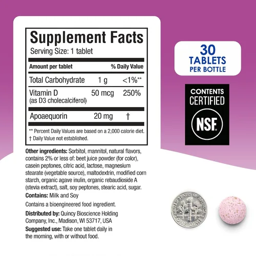 Vista 6 de Prevagen Masticables de bayas mixtas extra fuertes, 30 tabletas (suministro de 1 mes), formuladas para tu cerebro, 20 mg de apoequorina más vitamina
