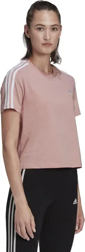 Vista 6 de adidas Camiseta corta de 3 rayas Essentials para mujer Negro-blanco