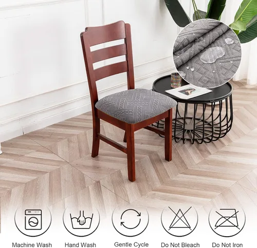 Vista 7 de Genina Fundas de asiento para silla de comedor, impermeables, paquete de 4, fundas de asiento elásticas para comedor, fundas protectoras para sillas
