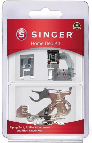 Vista 6 de SINGER - Kit de accesorios de máquina de coser, incluye 9 prensatelas, aguja doble y estuche. Nueve accesorios de costura, máquinas multifunción