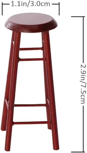 Vista 7 de Juego de 2 taburetes altos en miniatura, accesorios de muebles para casa de muñecas, taburetes de bar de plástico marrón para decoración de mini
