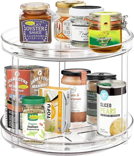 Vista 3 de Lazy Susan - Organizador de baño giratorio de 360 grados, 2 niveles de 10.6 pulgadas, organizadores de maquillaje para tocador, organizadores