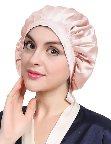 Vista 10 de LilySilk Gorro 100% de seda de morera, gorro de seda para dormir, ajustable para dormir, Verde aguacate