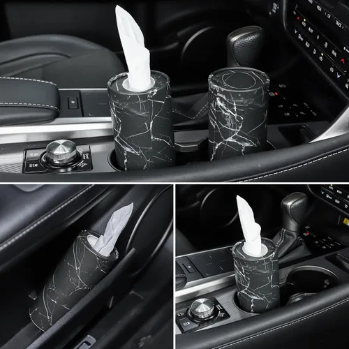 Vista 5 de SINGARO Portapañuelos para Coche, Paquete de 4 Portavasos para Pañuelos Faciales con Bolsa de Pañuelos de Viaje, Caja de Pañuelos para Coche