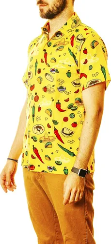 Vista 4 de Funny Guy Mugs Camisa de manga corta con botones y estampado hawaiano para hombre