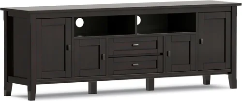 Vista 17 de SIMPLIHOME Warm Shaker - Soporte de TV de madera maciza de 72 pulgadas de Marrón rojizo
