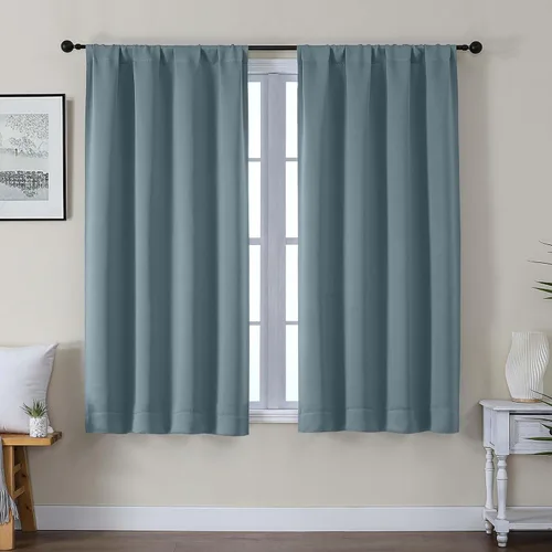 Vista 77 de Gwine Cortinas opacas para dormitorio, 54 pulgadas de largo, paneles de cortina de ventana con aislamiento térmico y reducción de ruido, cortinas