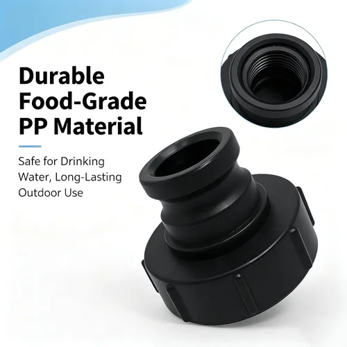 Vista 4 de IBC - Adaptador de tanque de 3 pulgadas hembra a 2 pulgadas, conector de manguera de agua, acoplador roscado de polipropileno PP resistente