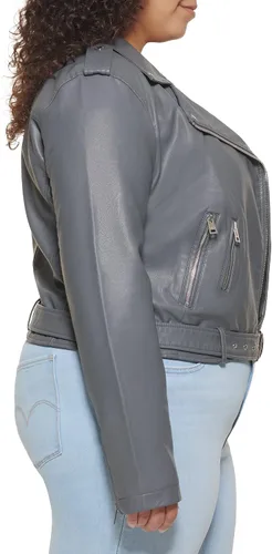 Vista 3 de Levi's Women's Faux Leather Belted Motorcycle Jacket (Standard & Plus Sizes)