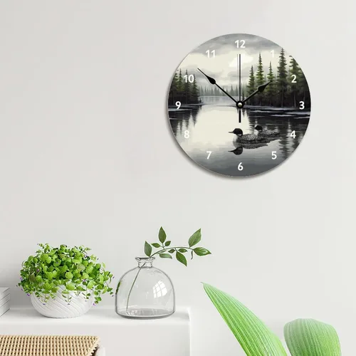 Vista 4 de Loon - Reloj de pared rústico de madera de estilo chic de 10 pulgadas, silencioso, sin tictac, funciona con pilas, para sala de estar, dormitorio