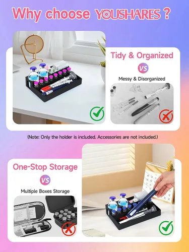 Vista 3 de YOUSHARES Estuche para viales de péptido, organizador de viales de insulina de 0.1 fl oz y 1.0 fl oz, suministros para diabetes, soporte para nevera