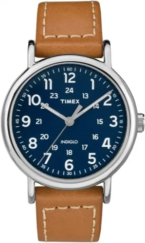 Vista 14 de Timex Reloj Weekender de 40 mm, para hombre Azul/Crema/Tono Plateado