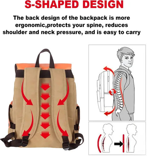 Vista 6 de Hajicxl Mochilas japonesas de anime de lona con estampado 3D, bolsa de viaje para portátiles para fanáticos del anime, Amarillo, Bolso de hombro