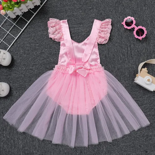 Vista 8 de Traje de bebé niña primer cumpleaños traje de encaje tul mameluco princesa tutú vestido de un año cumpleaños pastel Smash fotografía ropa