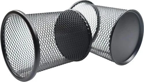 Vista 2 de Portalápices de Malla Portaplumas de Metal Copa Portaplumas Copa Portaplumas para Escritorio Oficina Organizador de Bolígrafos Negro, Paquete de 4