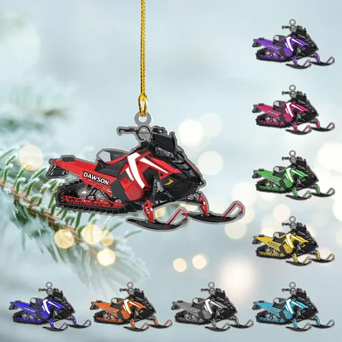 Vista 15 de Zapatos de motos de nieve personalizados personalizados adorno de Navidad de acrílico para amantes de motos de nieve (SM 1)