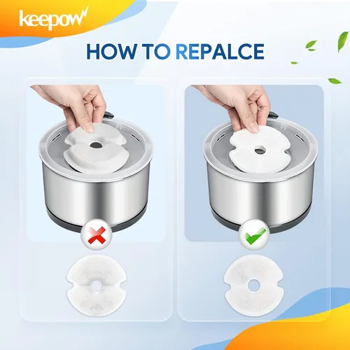 Vista 4 de KEEPOW Filtro de fuente para mascotas de repuesto para 67 oz/2L y 84 oz/2.5 L, paquete de 6 filtros de fuente para gatos compatibles con plástico