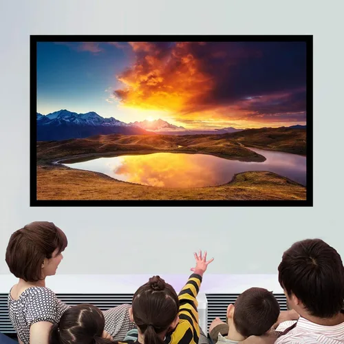 Vista 2 de Pantalla de proyector 16:9 de 130 pulgadas, proyección automática diagonal eléctrica montada en la pared, lienzo HD, pantalla de proyección