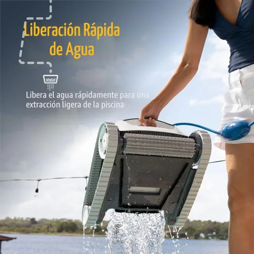 Vista 7 de Dolphin (modelo 2026) E10 - Aspiradora robótica automática para piscina, cepillo de limpieza activo, acceso a filtros de carga superior, ideal