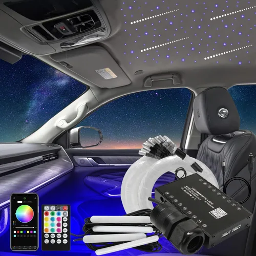 Vista 13 de AKEPO Kit de luces de fibra óptica 3 en 1 con control de aplicación, luz de estrella, estrella fugaz+sincronización de música activada debajo