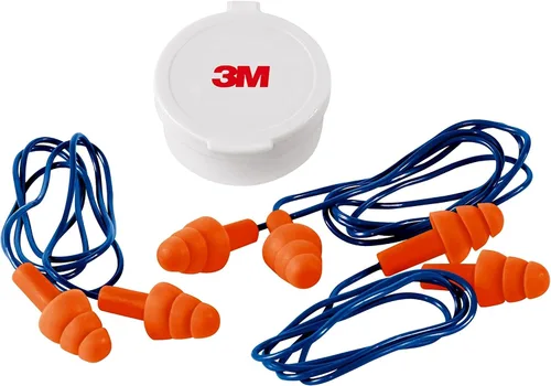 Vista 4 de 3M Tapones para los oídos reutilizables con cordón, paquete de 3, clasificación de reducción de ruido (NRR) 25 dB, fáciles de usar e insertar