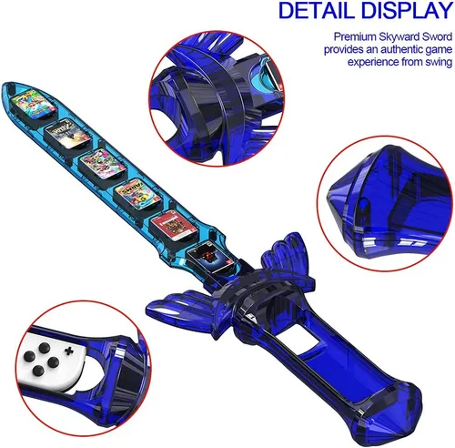 Vista 4 de Switch Joycon Sword Grip for The Legend of Zelda Skyward Sword HDJOYTORN Switch Accessories Handgrip for Zelda Nintendo Switch Holds 12 Game