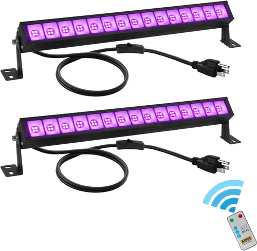 Vista 9 de Barra de Luz Negra LED de 38W Barras de Luz Negra con Enchufe e Interruptor Ilumina Área de 22x22 pies para Fiesta Fluorescente Fiestas de Halloween