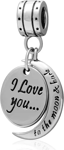 Vista 2 de SOUKISS Abalorios colgantes de plata de ley 925 con diseño de corazón de amor para Pandora, pulsera y collar