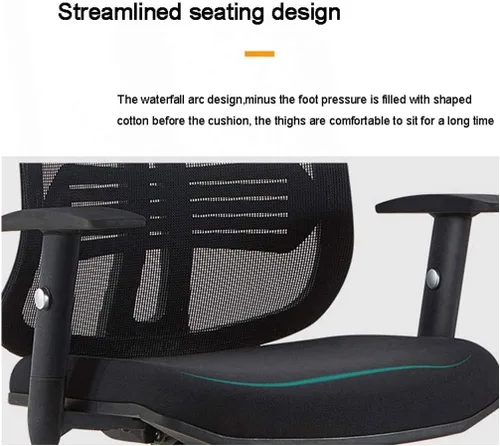 Vista 4 de Silla de oficina ergonómica de malla, silla de escritorio para computadora, asiento y respaldo de malla, reposacabezas ancho, soporte lumbar