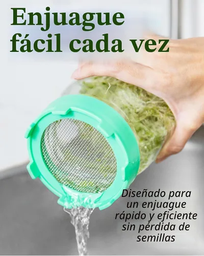 Vista 7 de Elementi - Tapas para germinar para tarros de boca ancha (juego de 2), kit de tarro de germinación para brotes orgánicos, kit de cultivo de brotes