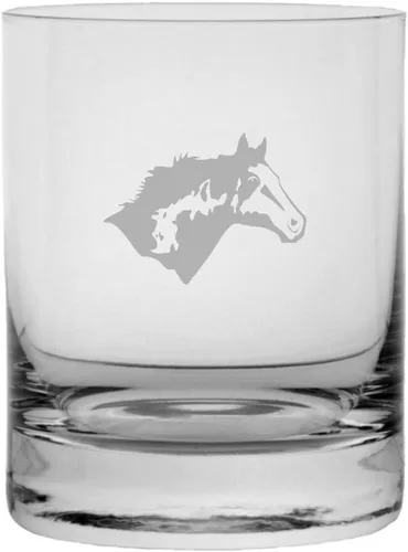 Vista 78 de Abaco Barb - Vaso de whisky con temática de caballo grabado (10.25 onzas)