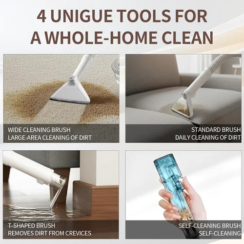 Vista 14 de PUREBEAR 18Kpa Portable HandHeld Carpet Cleaner Machine With Shampooer