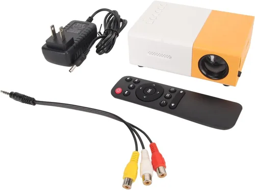 Vista 7 de EBTOOLS Mini proyector, LCD 1080P Full HD portátil, blanco y amarillo, soporta proyección de 24-60 pulgadas, AV, VGA, HDMI, compatible con USB