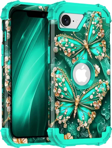 Vista 42 de Miqala Funda compatible con iPhone 8 Plus, iPhone 7 Plus, que brilla en la oscuridad, tres capas, resistente a los golpes, parachoques de plástico