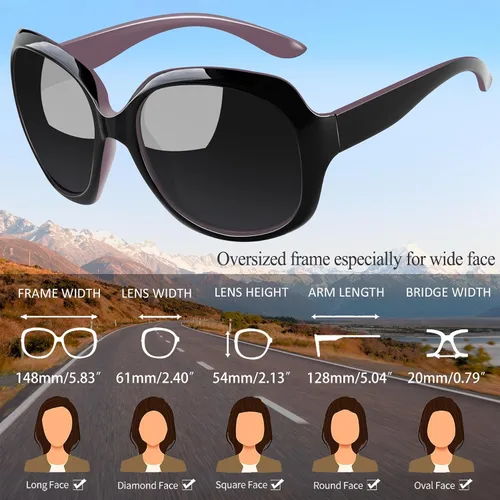 Vista 70 de Joopin Lentes de sol de gran tamaño para mujer, polarizados, grandes, para conducción, protección UV, grandes sombras