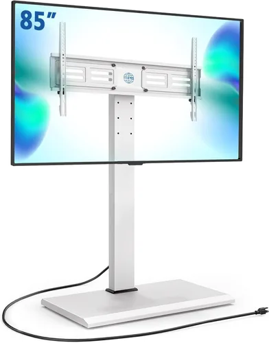 Vista 11 de FITUEYES - Soporte giratorio de suelo para TV, base de hierro, con ménsulas de montaje, para ahorro de espacio; para televisores LCD, LED, OLED