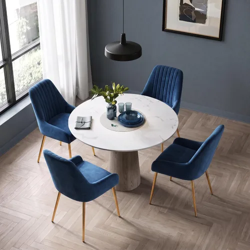 Vista 14 de Juego de 4 sillas de comedor de terciopelo negro, modernas sillas de cocina