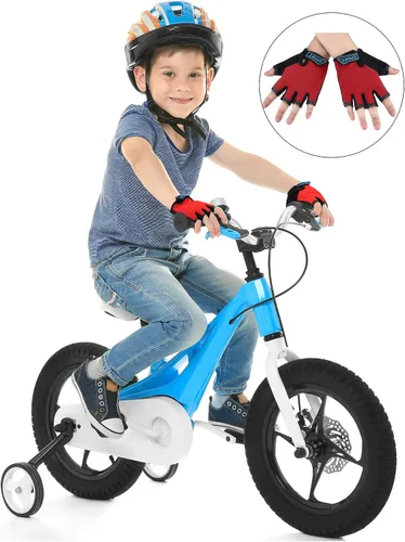 Vista 4 de 3 pares de guantes de medio dedo para niños guantes de deporte antideslizantes guantes de gel para niños ciclismo ciclismo