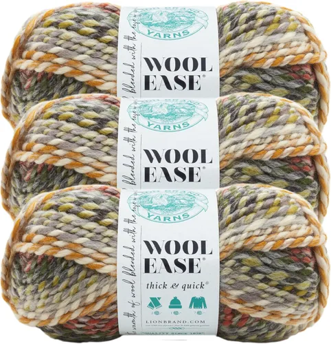 Vista 131 de Lion Brand Yarn - Ovillo de lana Wool-Ease Thick & Quick color fuerza aérea Super Bulky Wool Acrylic Blend Fiber for Soft Hats, Sweaters, Chunky