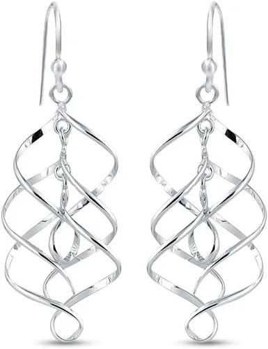 Vista 4 de Charmsy - Aretes colgantes con nudo infinito, plata de ley 925 para mujeres y adolescentes