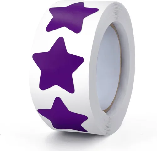 Vista 18 de Rollo de calcomanías de estrellas negras de 1 pulgada, autoadhesivas, impermeables, extraíbles, para niños, profesores, negocios, 500