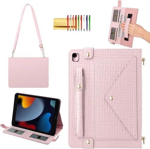 Vista 22 de Funda tipo bolso para iPad mini de 5ª/4ª/3ª/2ª/1ª generación de 7.9 pulgadas, Techcircle funda ligera tipo folio con soporte bandolera con billetera