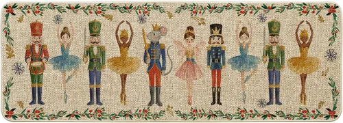 Vista 7 de Artoid Mode Felpudo de Cascanueces en Acuarela Feliz Navidad, Alfombra de Invierno de Perfil Bajo Tapete Intercambiable para Interiores y Exteriores