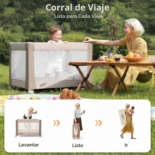 Vista 7 de Pamo Babe Paquete de lujo y juego con moisés y cambiador Caqui