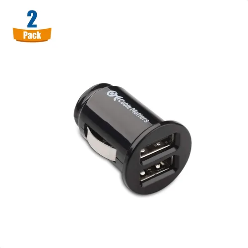 Vista 2 de Cable Matters Paquete de 2 cargadores de coche USB dual de montaje empotrado de 4.8A 24W Mini diseño compacto, para teléfonos inteligentes