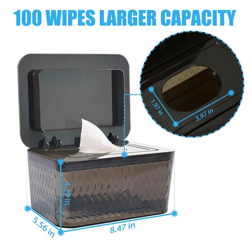 Vista 7 de Dispensador de toallitas húmedas para bebés, contenedor de toallitas húmedas de gran capacidad, diseño a prueba de polvo, mantiene las toallitas