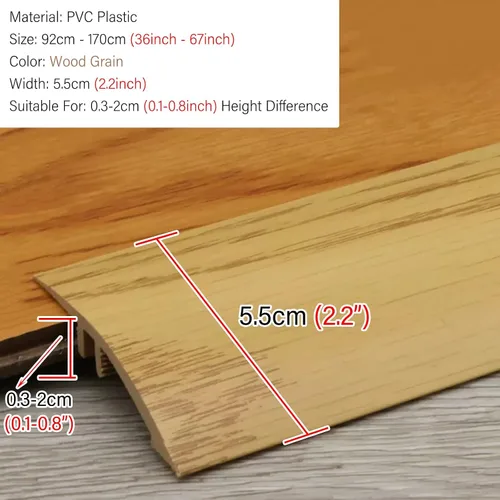 Vista 2 de Tira de transición de piso de madera a azulejos, reductor de umbral de plástico PVC autoadhesivo de 3/4 pulgadas para suelos de vinilo, suelos